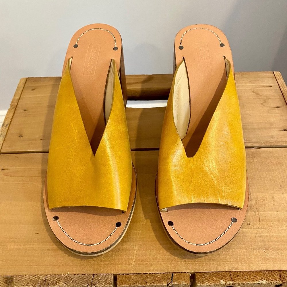 Yellow Leather Mules